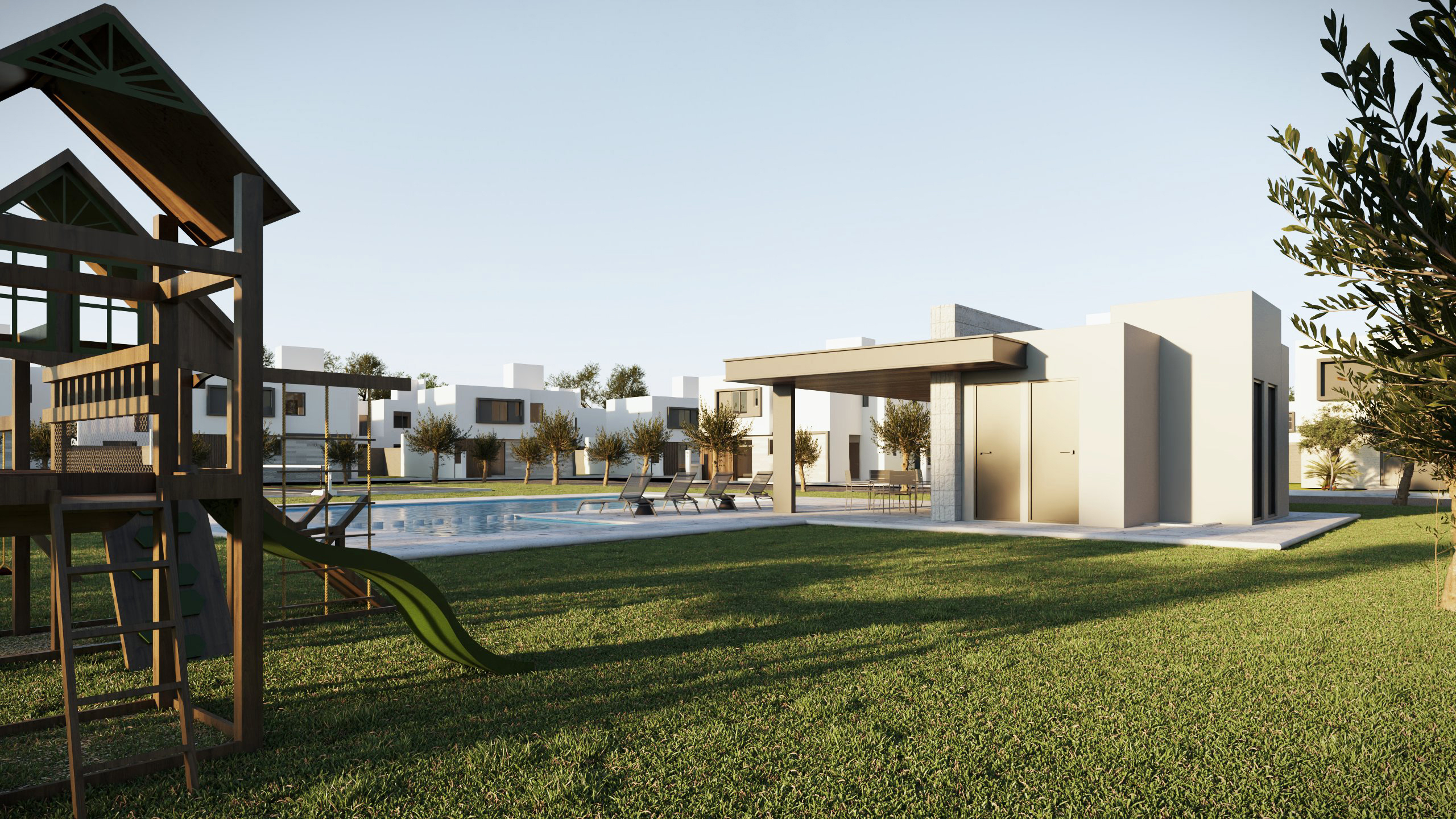 Alberca y áreas comunes